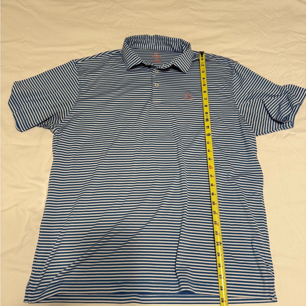 Rhoback Navy and White Striped Polo